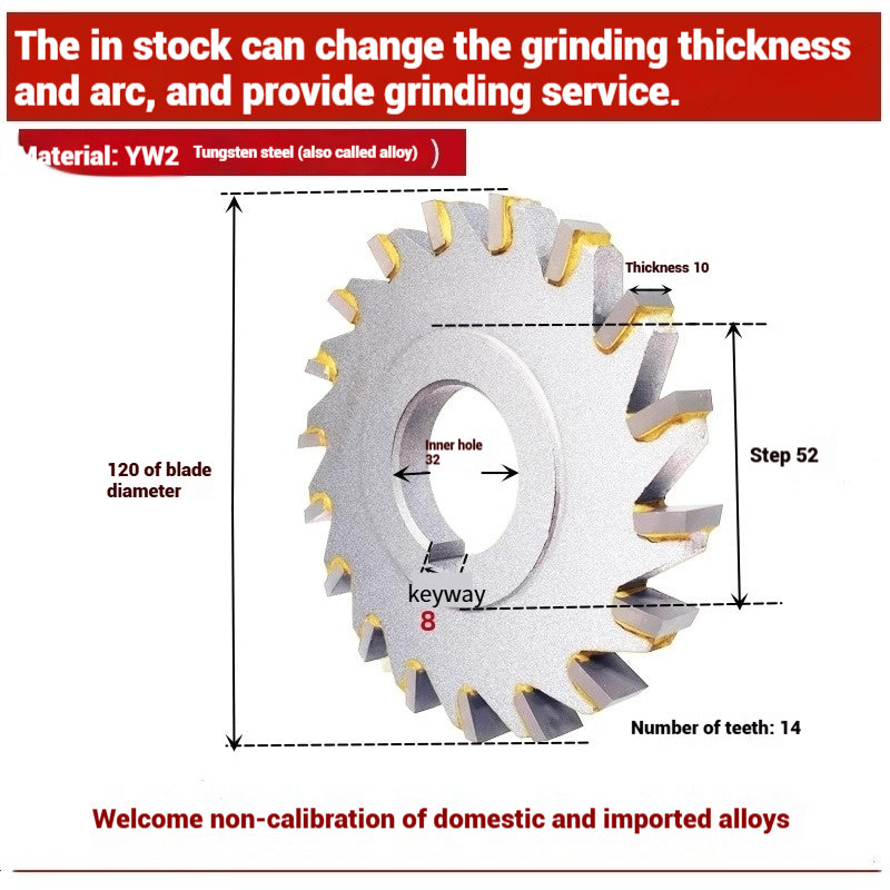 1057-Alloy three-face milling cutter can be customized tungsten steel 63 80 100 125 YW2 steel parts milling slot welding disk cutter Shandong Denso Pricision Tools Co.,Ltd.